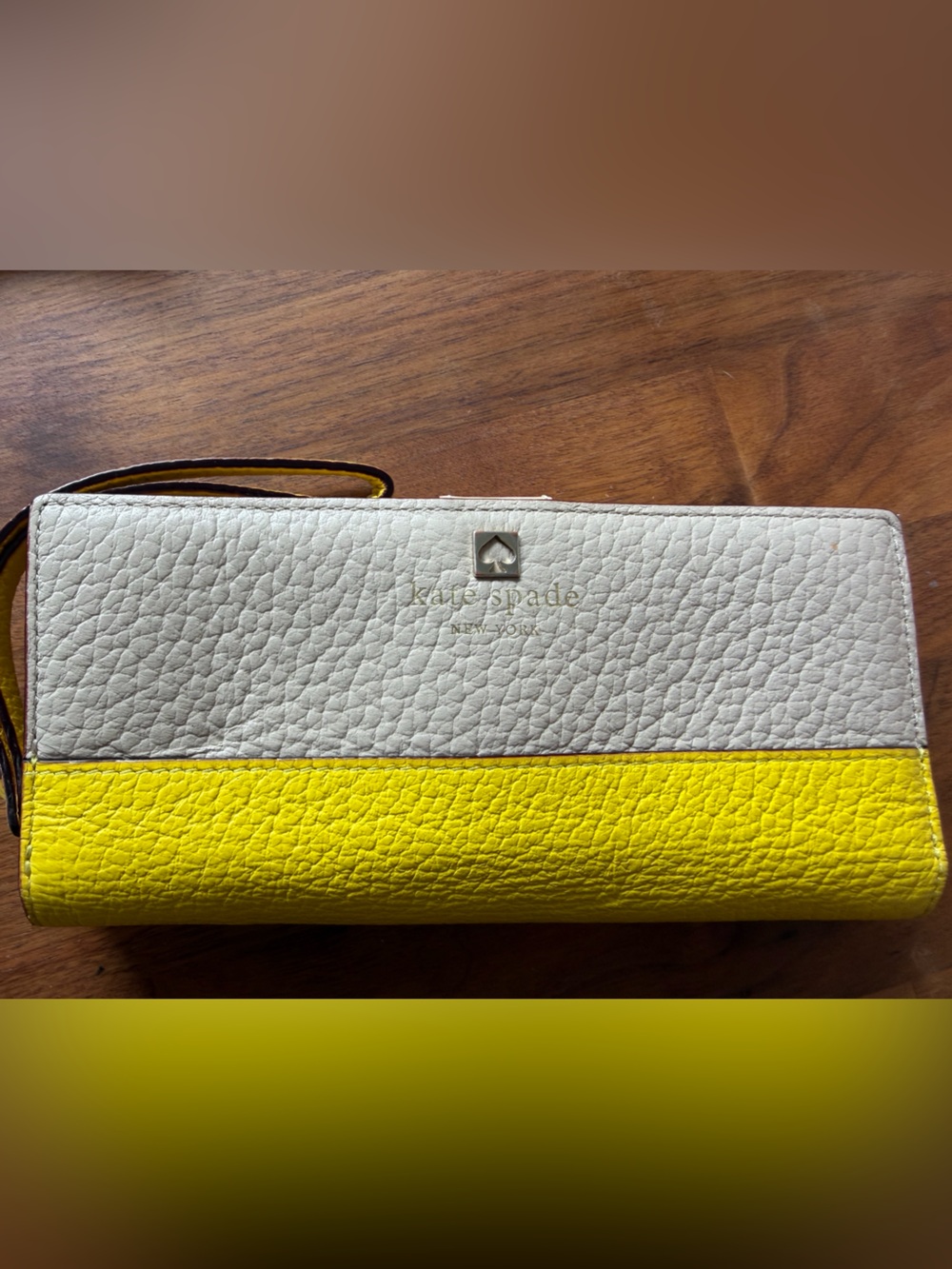 kate spade Yellow and White Leather Wristlet